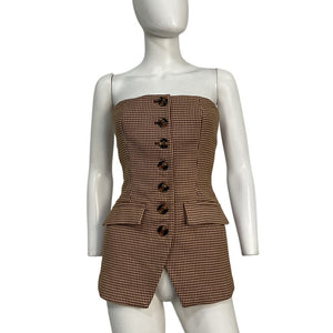 Favorite Daughter Tailored Brown Phoebe Bustier Top Size 2 NWT