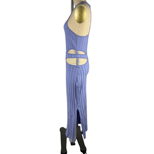 Simkhai Ribbed Purple Kaya Cutout Midi Dress Size M