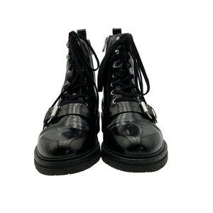 Allsaints Polished Black Donita Combat Boots Size 39 EU / 9 US