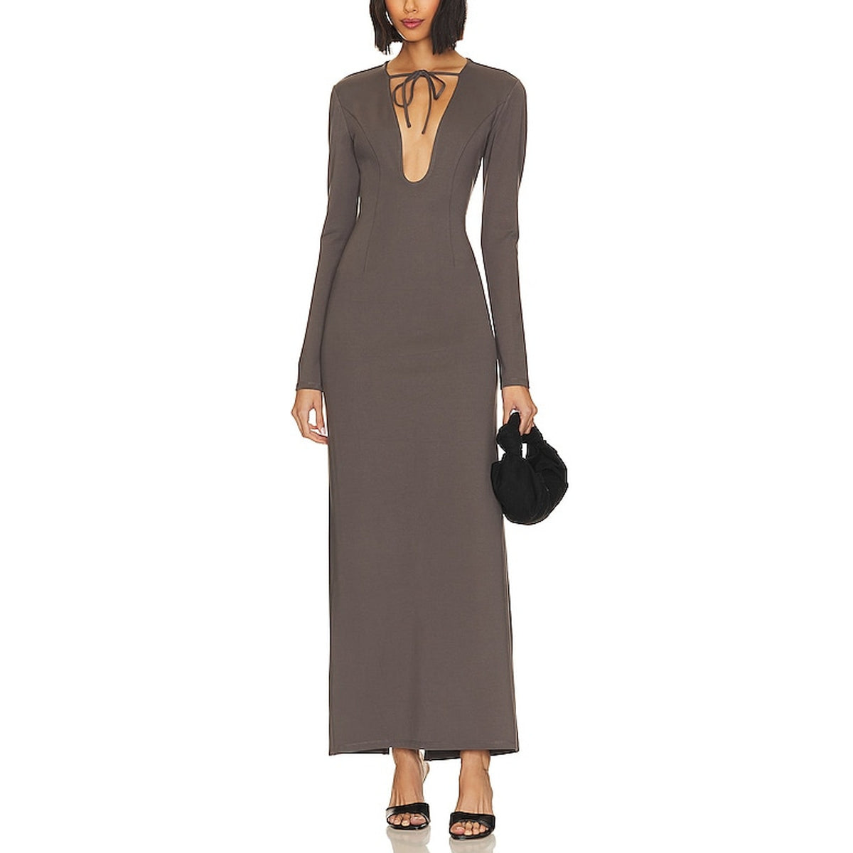 Lpa Sleek Gray Santino Maxi Dress Size S