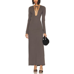 Lpa Sleek Gray Santino Maxi Dress Size S