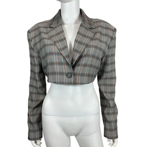 For Love & Lemons Plaid Gray Kym Blazer Size M