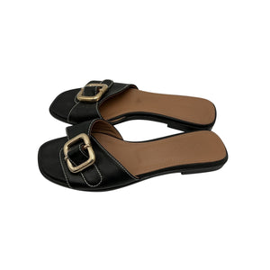 Flattered Sleek Black Mimi Slide Sandals Size 38 EU / US 8