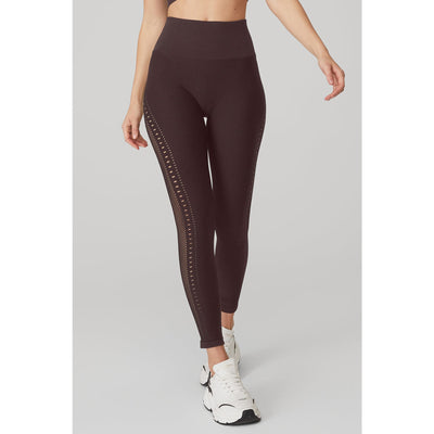 Alo Yoga Seamless Espresso Brown High-Waist 7/8 Open Air Legging Size XXS