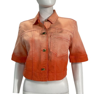 Aje Ombre Coral Sunset Ember Denim Shirt Size 8 UK / US 4