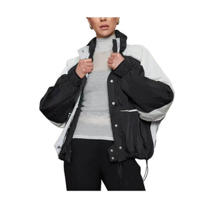 Shoreditch Ski Club Colorblocked Black Soft White Reflective Windbreaker Jacket Size S