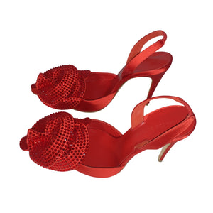 Magda Butrym Sparkling Red Rose Applique Pumps Size EU 38 / US 6