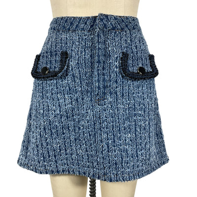 Self-Portrait Textured Blue Tweed Mini Skirt Size UK 8 / US 4