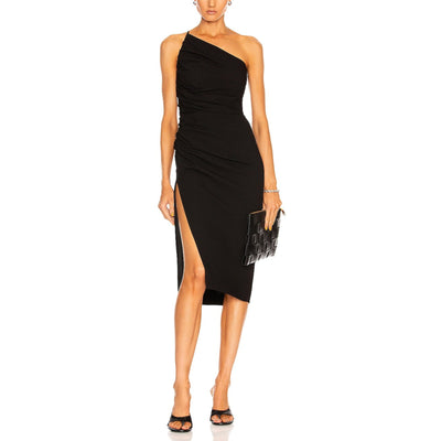 The Sei 'Asymmetrical' Black One Shoulder Gathered Dress Size 8