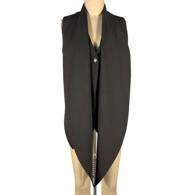 Ferragamo Draped Black Scarf Front Vest Size 38 IT / US 2