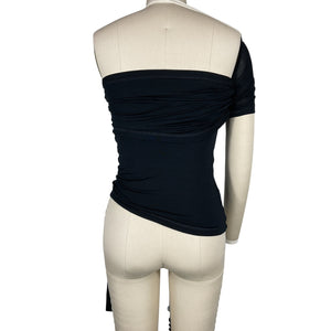 Helmut Lang Asymmetric Black One Shoulder Size XS Top