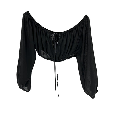 Michael Costello Ruched Black Elias Blouse Size XXS