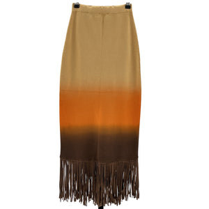 Sandro 'Aldira Dégradé' Brown Viscose Stretch-Knit Midi Skirt Size 34