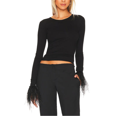Manuri Feathered Black Elektra Blouse Size S NWT