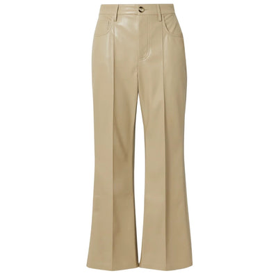 Nanushka Cropped Vegan Leather Beige Zoey Flared Pants Size X Small