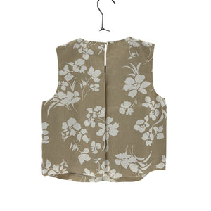 Veronica Beard Floral Beige Clarendon Linen Blend Tank Size 0 Top