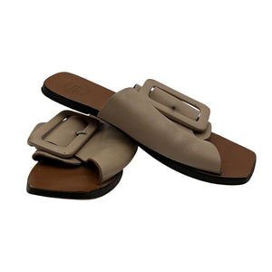 Atp Atelier Leather Beige And Coffee Ceci Slides Size 38 EU / US 8