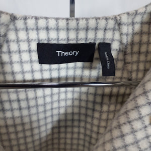 Theory Sleek Ivory Multi Checked Wool Crop Size 2 Jacket