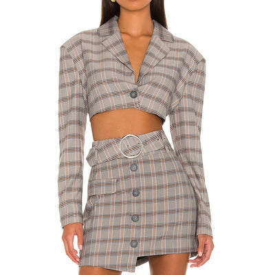 For Love & Lemons Plaid Gray Kym Blazer Size M