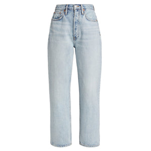 Re/Done Classic Blue Straight-Fit Cropped Denim Jeans Size 27