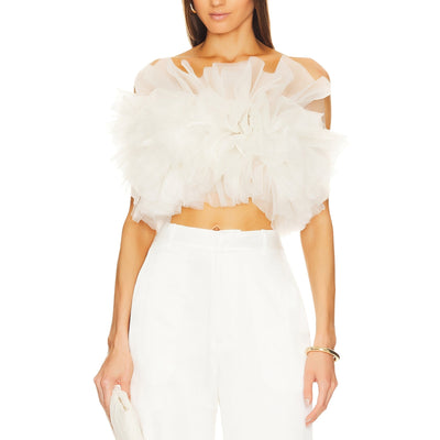 Lapointe Voluminous White Ruffle Poof Bustier Top Size 0