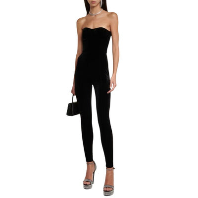 Alex Perry Sleek Black Velvet Jumpsuit Size 6