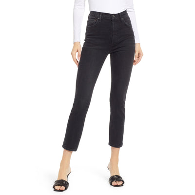 Agolde High Waist Black Riley Crop Denim Jeans Size 25