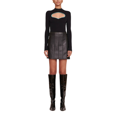 Staud Pleated Black Wells Mini Skirt Size 0