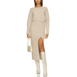 Line & Dot Ribbed Tan Alta Dress Size L