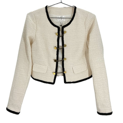 Line & Dot Textured Beige Avery Jacket Size M