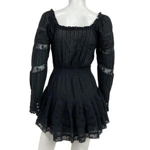 Loveshackfancy Ruffled Black Sanaya Mini Dress Size XS