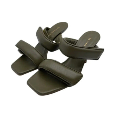 Giaborghini Green Velcro Strap Mules Heel Size 6