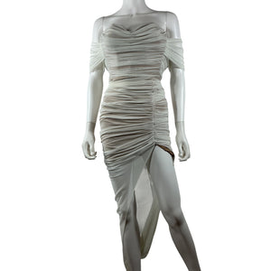 Nookie Ruched White Dita Mesh Gown Size XS