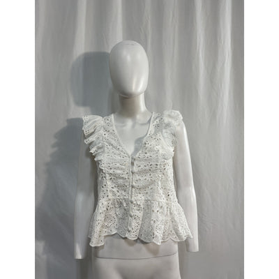 Veronica Beard 'Araya' White Cotton Top Size 0