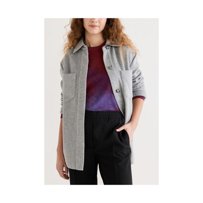 Vince Shirt Grey Fleece Patch Breast Pockets Jacket Size S