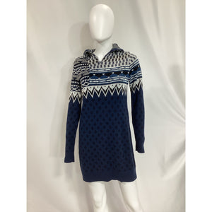L'Academie 'Adkins' Navy Turtleneck Fairisle Mini Dress Size M