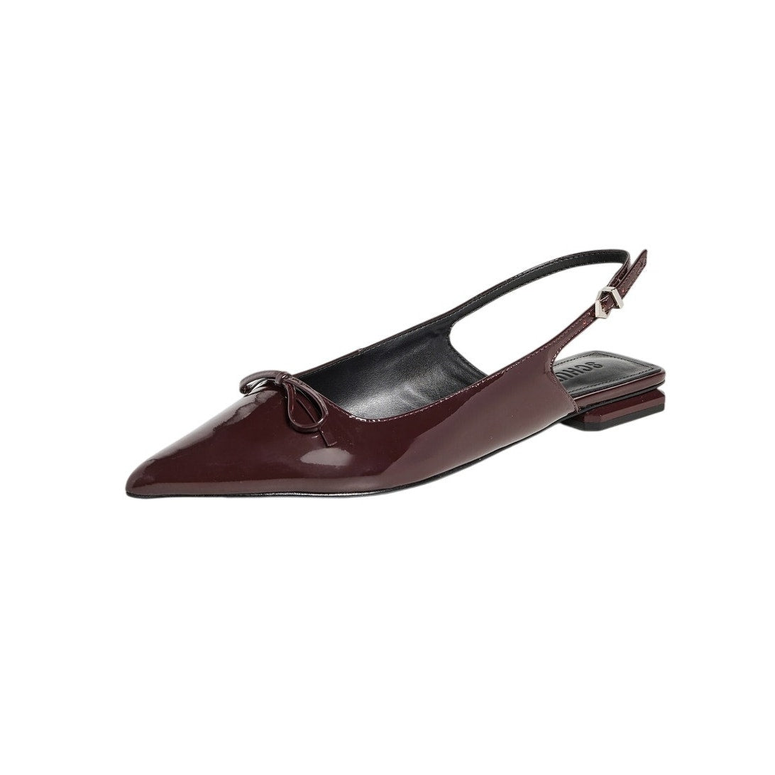 Schutz Glossy Burgundy Violetta Sculpt Slingback Flats Size 8.5 B