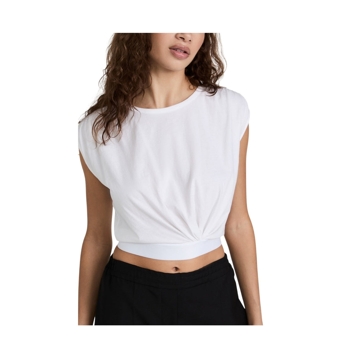 Atm Anthony Thomas Melillo Classic White Jersey Twisted Hem Top Size S