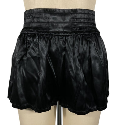 Alexander Wang Smocked Black Wide Elastic Shorts Size XS NWT
