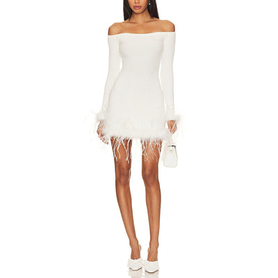Lovers And Friends Feathered White Ellerie Mini Dress Size S NWT