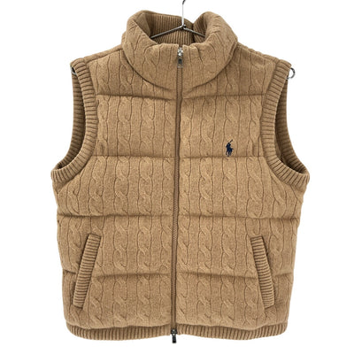 Polo Ralph Lauren Quilted Tan Cable Knit Wool Cashmere Vest Size XS