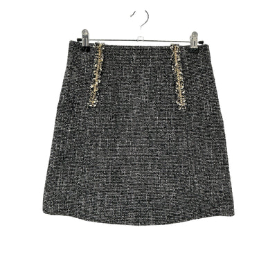 Sandro Chain-Trimmed Tweed Black Talie Mini Skirt Size 1