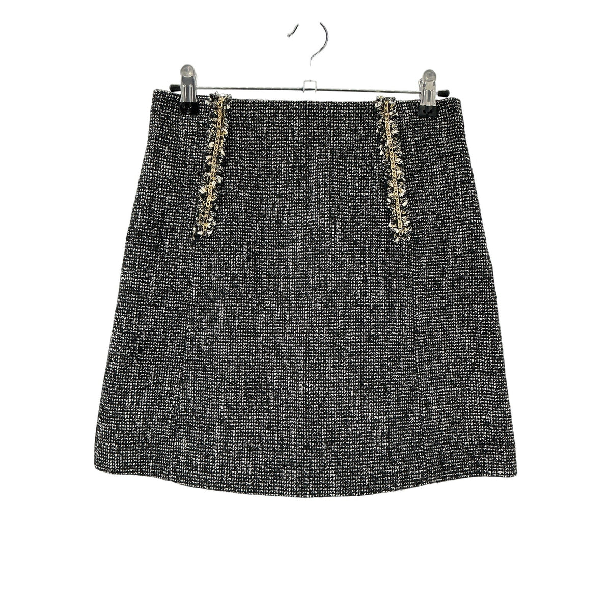 Sandro Chain-Trimmed Tweed Black Talie Mini Skirt Size 1