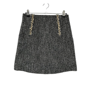 Sandro Chain-Trimmed Tweed Black Talie Mini Skirt Size 1
