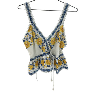 Farm Rio 'Zuli' White Cotton Sleeveless Blouse Size M