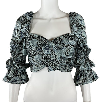 Cinq à Sept Ruffled Rain Cloud Multi Alisha Blouse Size S