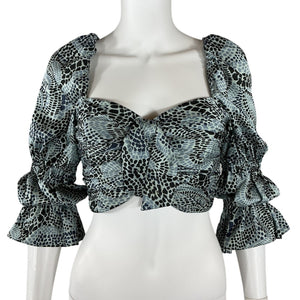 Cinq à Sept Ruffled Rain Cloud Multi Alisha Blouse Size S