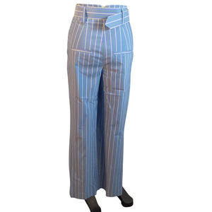 Veronica Beard Striped Blue Maliyah Wide Leg Pants Size 0