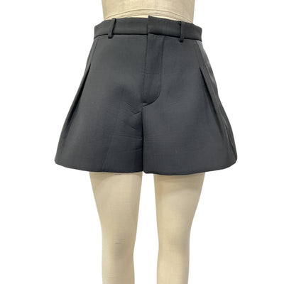 Sacai Tailored Black Satin-Trimmed Pleated Shorts Size 1