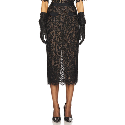 Helsa Elegant Black Lace Midi Skirt Size XS